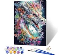 YALKIN Paint by Numbers Kits for Adults, Dragon Framed Painting by Number Kits On Canvas, DIY Color Oil Painting Acrylic Paints, Home Wall Decor 12x16in/30x40cm (with Frame)