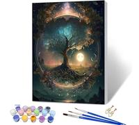 YALKIN Paint by Numbers Kits for Adults, Dream Mirror Tree Framed Painting by Number Kits On Canvas, DIY Color Oil Painting Acrylic Paints, Home Wall Decor 12x16in/30x40cm (with Frame)