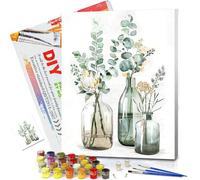 YALKIN Paint by Numbers Kits for Adults, Flowers Framed Painting by Number Kits On Canvas, DIY Color Oil Painting Acrylic Paints, Home Wall Decor 12x16in/30x40cm (with Frame)