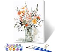 YALKIN Paint by Numbers Kits for Adults, Flowers Framed Painting by Number Kits On Canvas, DIY Color Oil Painting Acrylic Paints, Home Wall Decor 12x16in/30x40cm (with Frame)