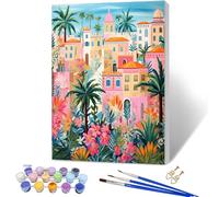 YALKIN Paint by Numbers Kits for Adults, House Framed Painting by Number Kits On Canvas, DIY Color Oil Painting Acrylic Paints, Home Wall Decor 12x16in/30x40cm (with Frame)