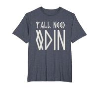 Y'all Need Odin Funny Viking Norse Mythology Paganism T-Shirt, Men's Big and Tall, Heather Blue, 5X Tall