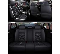 YALLIT Replacement for Car Seat Covers Universal Full Set Accessories for Lexus NX 200t 250 300 300h 350 350h 450h / NX 200t 300 300h 350 450h F-Sport/NX 300h Waterproof Leather, Black white