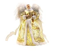 Yallmie 12.6In Christmas Tree Angel Topper, Fabric Fairy for Top of Tree Fairy Topper, Angel Tree Topper Fabric Light Up Christmas Tree Topper for Holiday Party Home (02)