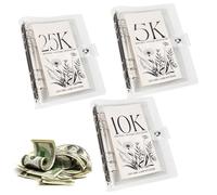 Yallmie 12-Month Money Saving Book, 2.5/5/10 K Money Saving Challenge Binder Money Budgeting Wallet, Envelope Challenge Book for Photo Album, Storage Money Saving Wallet for Kids Adults