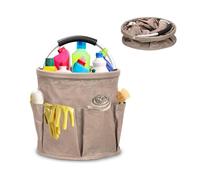 Yallmie 17L Cleaning Caddy Organiser, cleaning organiser bag Collapsible Cleaning Bag, Cleaning Products Organiser Multi Pocket Foldable Cleaning Bucket for Picnic Bath Shopping (Khaki)