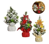Yallmie 3Pcs Mini Christmas Tree, Table Top Christmas Tree 8.66X4.33In Miniature Christmas Trees, Desktop Christmas Trees with Linen Base Desk for Home Party Table Desk Decoration