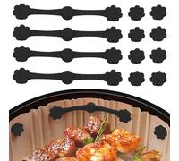 Yallmie 4 PCS Air Fryer Accessories Silicone Buckle, Air Fryer Magnets for Holding Down Air Fryer Silicone Magnet Clips, Air Fryer Magnetic Liner Clips Fit for All Iron-Basket Models (Flower Black)