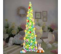 Yallmie 59Inch Easter Tree With Lights Battery Operated, 5M Warm Light String, 20 Eggs, 1.5m Tall, PVC & Metal, Spring Season, Bonsai Type, Stand Base