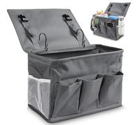 Yallmie Bedside Hanging Storage Organiser with Multiple Pockets, Bed Storage Pocket with Hooks Bedside Caddy Organiser, Bedside Hanging Caddy for Home Office School Dorm Hospital (1Pcs)