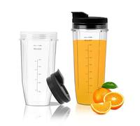 Yallmie Blender Replacement Parts, 24oz&32oz Smoothie Cup Replacement Ninja Blender Cups with to-Go Lids, Ninja Blender Accessories for BL450 / BL2012 / BN401 / BN751 / SS101 / SS351 (24Oz+32Oz)
