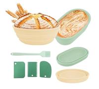 Yallmie Bread Proofing Basket, 6Pcs Sourdough Proving Basket Kit Silicone Banneton Basket, Sourdough Starter Kit Foldable Bread Making Set for Baking & Proofing Artisan Bread