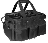 Yallmie Cleaning Caddy Bag with Handle, Cleaning Products Organiser Adjustable Gardening Tool Storage Bag, Caddy Organiser Large Multi Pocket Bucket Tool Bag for Home, Car, Garden, Craft (Black)