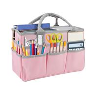 Yallmie Desktop File Folder Tote Storage Organizer, Oxford Fabric Art Craft Storage Bag with 10 Pockets and Handles, Foldable Carrying Case for Teacher Office Supplies, Gardening Tools, Sewing