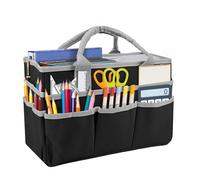 Yallmie Desktop File Folder Tote Storage Organizer, Oxford Fabric Art Craft Storage Bag with 10 Pockets and Handles, Foldable Carrying Case for Teacher Office Supplies, Gardening Tools, Sewing