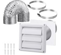 Yallmie Dryer Vent Connector Kit, 4 Inch Dryer Vent Hose Kit, Includes Ventilation Hose Louver Ventilation Cover, Drying Machine Ventilation Duct Kit for Bathroom (Plastic)