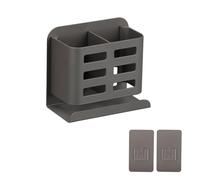 Yallmie Grey Toothbrush Holder Wall Mounted, Aluminum Alloy No Drill Shower Caddy Bathroom Shower Storage, Shower Basket Wall Mounted Removable Toothpaste Storage Rack for Bathroom (1)