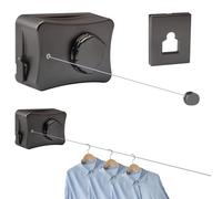 Yallmie Indoor Washing Line, Retracting Clothes Line 16.7Ft Retractable Clothesline, Laundry Line Stainless Steel Wall Clothing Line, Clotheslines for Indoors Outdoor (Single Line Black)