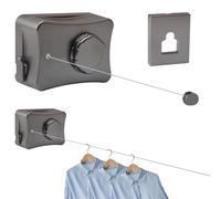 Yallmie Indoor Washing Line, Retracting Indoor Clothes Line 16.7Ft Retractable Clothesline, Laundry Line Indoor Stainless Steel Wall Clothing Line, Clotheslines for Indoors Outdoor (Single Line Gray)