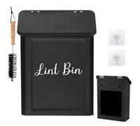 Yallmie Magnetic Lint Bin For Laundry Room, Dry Lint Holder Dryer Metal Magnetic Lint Box Container, Dryer Sheet Holder With Brush 7.4X3.6X10.5 Inch Laundry Room Organization And Storage (Black-01)