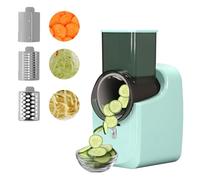 Yallmie Mandoline Vegetable Potato Slicer, Electric Slicers and Vegetable Cutters, Vegetable Salad Chopper with 3 Blades Cheese Grater Rotary for Easy Veggie, Fruit Slicing (Green)