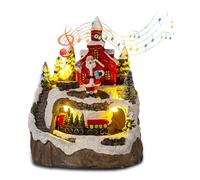 Yallmie Moving Christmas Scene, Christmas Village Houses Musical Christmas Decorations, Christmas Village Decorations Light Up Christmas House, Christmas Snow Scene for Xmas Holiday Party 6X5X4Im (01)