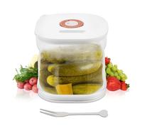 Yallmie Pickle Jar with Strainer, Flip Pickle Olive Jar, Pickling Container Acrylic Hourglass Olive Container, Kimchi Jar Acrylic Juice Separator Jar for Storage Gherkin