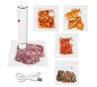 Yallmie Portable Vacuum Sealer Set with 5 Vacuum Bags, Food Vacuum Sealer Bags with Pump Handheld Food Bag Sealer, Rechargeable Portable Vacuum Packer for Preservation Cooking