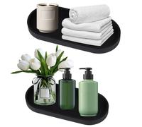 Yallmie Silicone Vanity Tray, Bathroom Tray Decorative Tray, Candle Tray For Cosmetics, Perfume, Candles, Home Decor (Oval-Black)