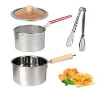 Yallmie Stainless Steel Frying Pot with Basket, Deep Fryer Pot with Handle Oil Filter Pot With Strainer, Steel Pour Fry Pot for Fish Shrimp Chicken and Fries