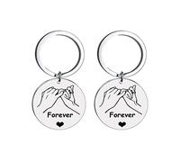 YALLNASL 2 Pcs Pinky Promise Keychain Gifts for Couples Best Friends Forever Gifts Key Chain for Boyfriend Girlfriend Anniversary Birthday Gifts for Husband Wife, Silver, S