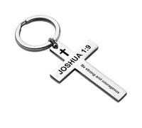 YALLNASL Christian Christmas Birthday Gifts for Daughter Son Inspirational Gifts for Women Men Christian Cross Keychains, Joshua 1:9, S