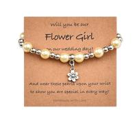 YALLNASL Flower Girl Proposal Bracelet for Bridesmaids Thank You Gifts for Wedding Gifts for Bridesmaids Pearl Bracelets, S, Zinc, zircon gemstone
