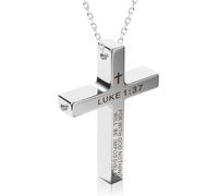 YALLNASL Religious Christian Breathing Necklace for Men Women Stress Relief Gifts for Friends Coworkers Birthday Christmas Gift Ideas, Stainless Steel, No Gemstone