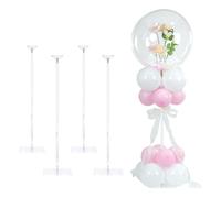 YALLOVE 4 Pack Acrylic Balloon Stand for Table Reusable Clear Balloon Centerpiece Stand Adjustable Height 20CM 40CM 60CM Balloons Stick for Wedding Birthday Party Event Table Decoration