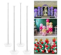 YALLOVE Balloon Column Stand Kit, Set of 4, 2m/6.8Ft Telescoping Balloon Stand, Height Adjustable BalloonTower Pillar with Reusable Metal Telescopic Design for Party Decoration