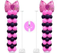 YALLOVE Heavy Duty Metal Balloon Stand Set, Height Adjustable 40cm to 3.2m, Threaded Rod Design, Free Balloon Centerpiece and Column Stand