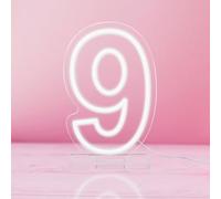 YALLOVE Neon Sign Number 9, 9.8 inches Height USB Powered Night Light-up Numbers for Birthdays Decor, Party Anniversary, Cafe Bar Decor （Small）