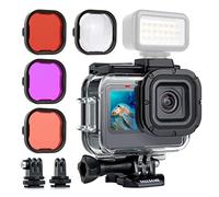 YALLSAME Waterproof Case with 4 Dive Filters for GoPro Hero 13 12 11 10 9 | 196ft Underwater Protective Housing Scuba Dive Case with Macro Snorkel Red Magenta Filter for Go Pro 9-13 Black Accessories