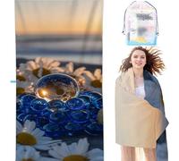 YALNSENN Beach Towel for Adults Large Blue 32x64in Microfibre Beach Towels Women Men Sand Free Travel Quick Dry Lightweight for Swim Pool Gym Yoga Camping With Portable Pouch Flowers SYL0 O-M