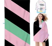 YALNSENN Beach Towel for Adults Large Pink 36x72Inch Microfibre Beach Towels Women Men Sand Free Travel Quick Dry Lightweight for Swim Pool Gym Yoga Camping With Portable Pouch Stripe SYL4 1-4
