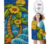 YALNSENN Beach Towels For Adults Large 36 x 80in Blue Girl Lightweight Microfibre Beach Towel Plant With Portable Pouch, Sand Free Absorbent Quick Dry for Pool, Gym, Travel Summer SYL9 L-A