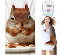 YALNSENN Microfiber Beach Towel Brown 36 x 80in Compact Lightweight, Squirrel Beach for Adults Oversized Sand Free Soft Ldeal Travel Towel Quick Dry for Swimming Yoga Camping Gym SYL7 2-J