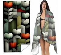 YALNSENN Microfiber Beach Towel Grey 32x64in Compact Lightweight, Flowers Beach for Adults Oversized Sand Free Soft Ldeal Travel Towel Quick Dry for Swimming Yoga Camping Gym SYL7 N-6