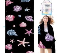 YALNSENN Microfiber Beach Towel Pink 24x48 in Compact Lightweight, Shell Beach for Adults Oversized Sand Free Soft Ldeal Travel Towel Quick Dry for Swimming Yoga Camping Gym SYL5 3-1