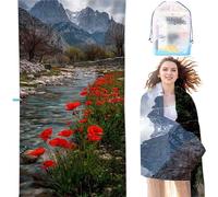 YALNSENN Microfiber Beach Towel Red 36 x 80in Compact Lightweight, Poppy Beach for Adults Oversized Sand Free Soft Ldeal Travel Towel Quick Dry for Swimming Yoga Camping Gym SYL3 S-3