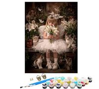 YALNSENN Paint by Numbers for Adults, DIY Painting Cat Angel Paint by Numbers for Beginners Kits, Oil Paintings Crafts Adults Hobbies for Women Gifts, Home Wall Decor 24x32 inch SYLWK300