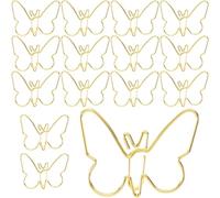 YALOJE 15pcs Mini Butterfly Shape Paper Clips, Gold Fancy Paperclips, Cute Butterfly Metal Bookmarks, Decorative Paper Clamps Holders for Document, Office, Home