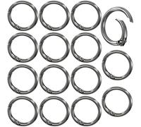 YALOJE 15pcs Spring O Ring Clips, Gun Grey 25 mm Mini Circle Keyring Clips, Zinc Alloy Round Spring Snap Keychain Rings for Keys, Crafts, Handbags
