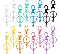 YALOJE 16 Pcs Lobster Claw Clasps for Keychain, 8 Color Metal Swivel Snap Hook with Key Rings, Spray Painted Keychain Clip Hooks with Flat Split Ring for Jewelry Making DIY Crafts Keys